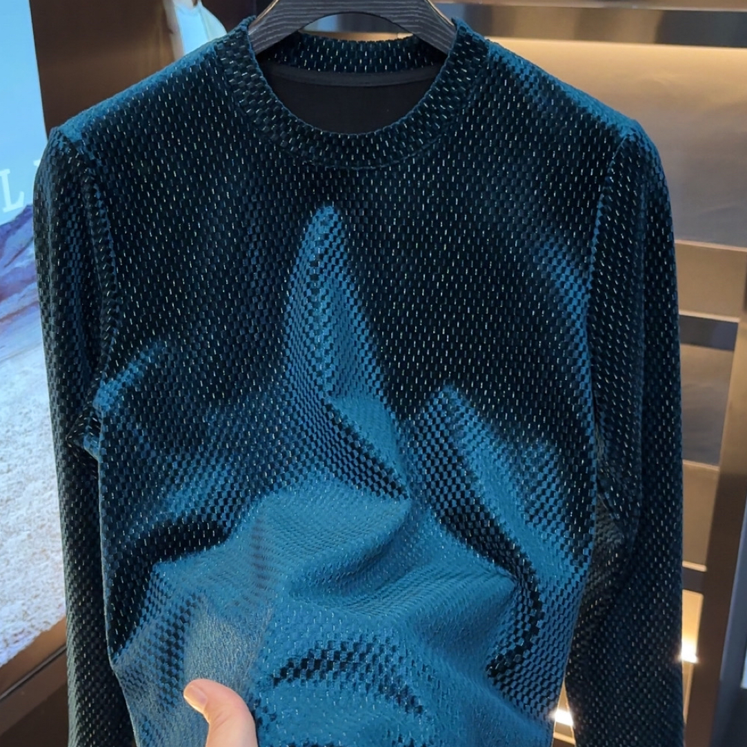 【专柜品质】银丝新款男士秋季欧货圆领高级感男士潮牌休闲时尚百搭