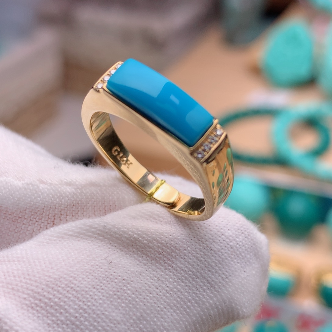 绿松石珠宝奇石18K金镶嵌