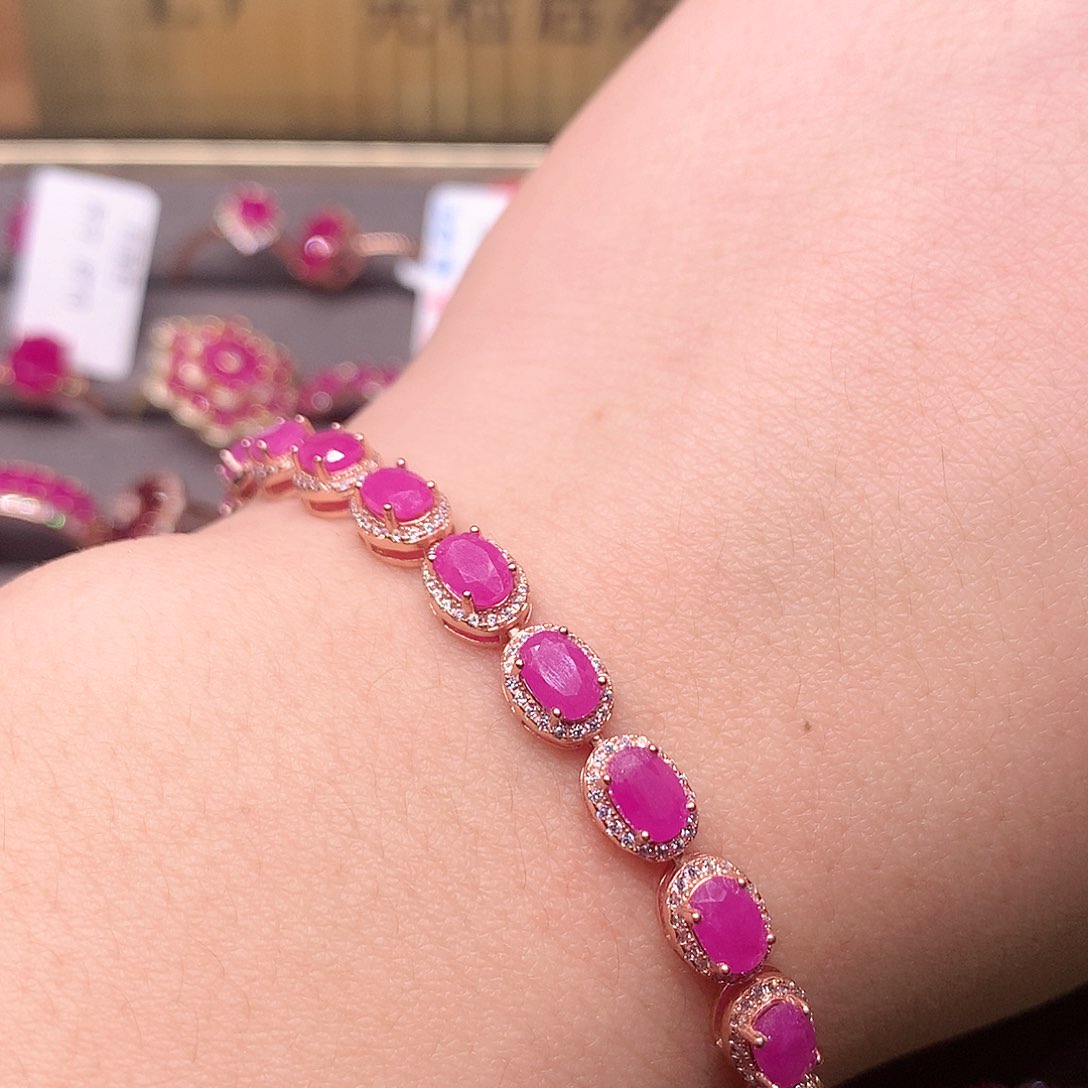 红宝石手链银S925镶嵌