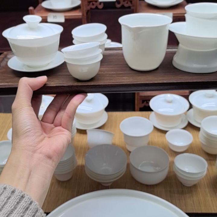 高****）110毫升元宝盖碗+6个玉兰杯+公道杯一套 2