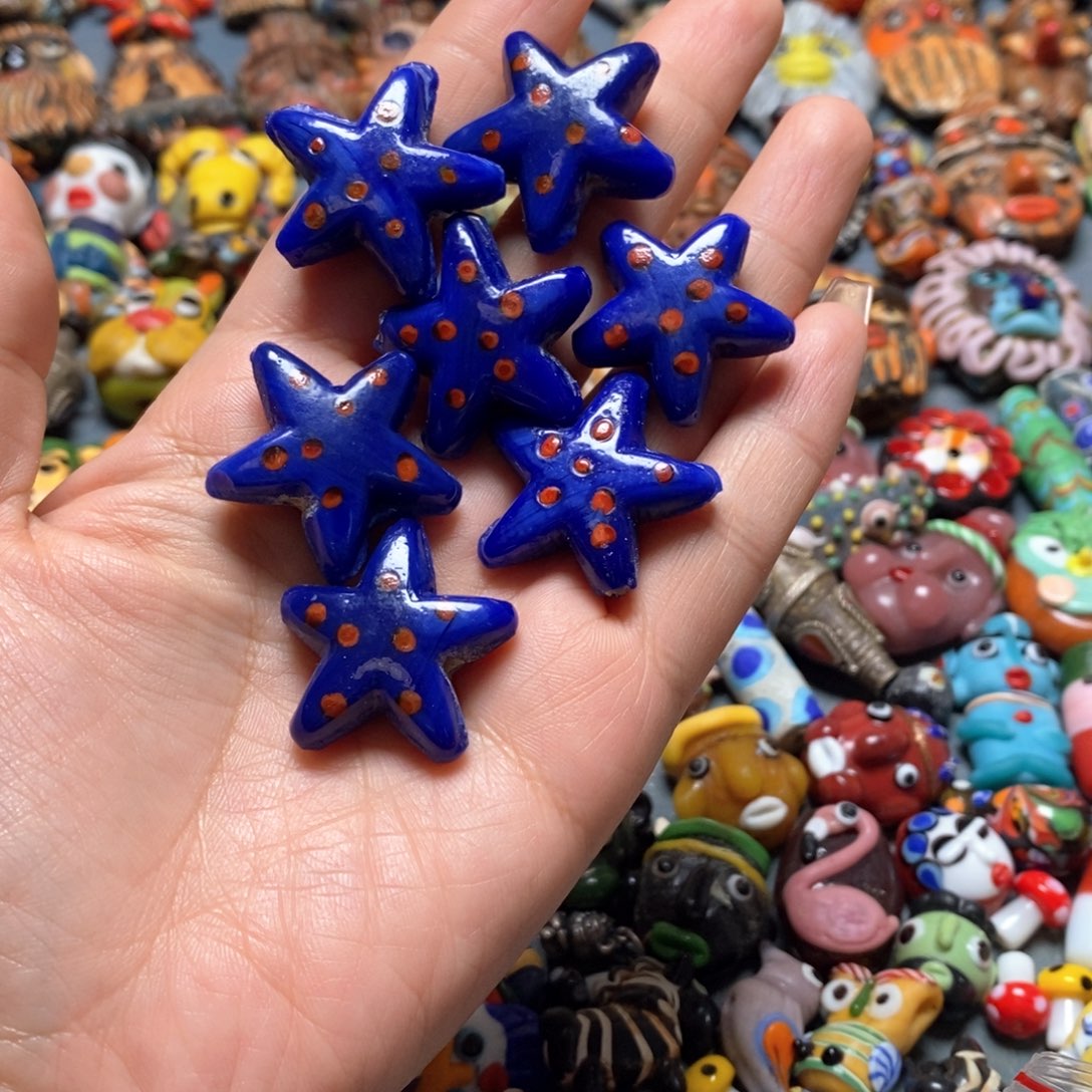 琉璃颈饰印度尼西亚五角星一个