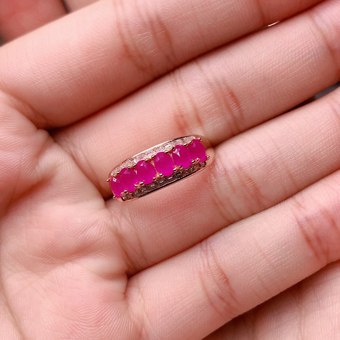 红宝石戒指银S925镶嵌