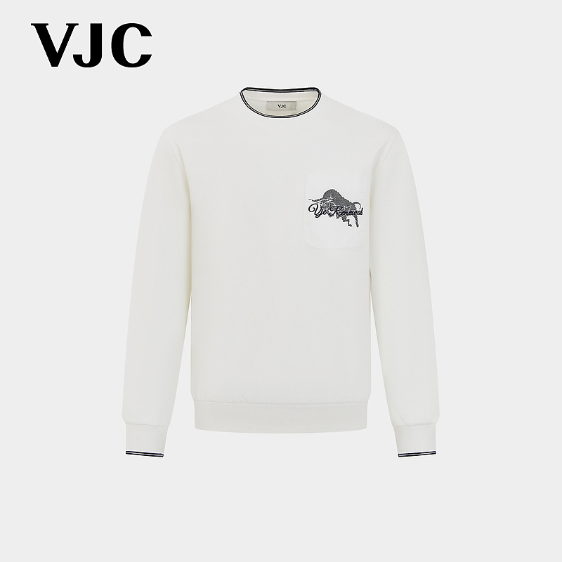 VJC/威杰思【棉】25秋冬新款男装潮流针织休闲衫圆领套头B25CE1529