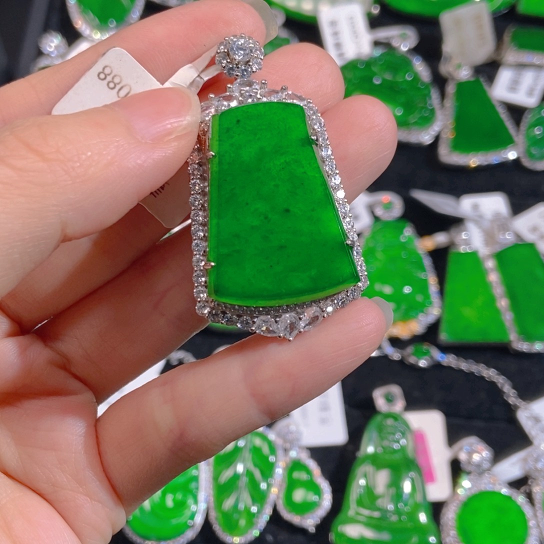 翡翠银S925镶嵌吊坠(不含链)