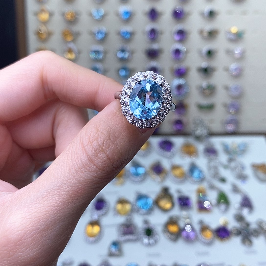 托帕石戒指银S925镶嵌（需要证书备注）