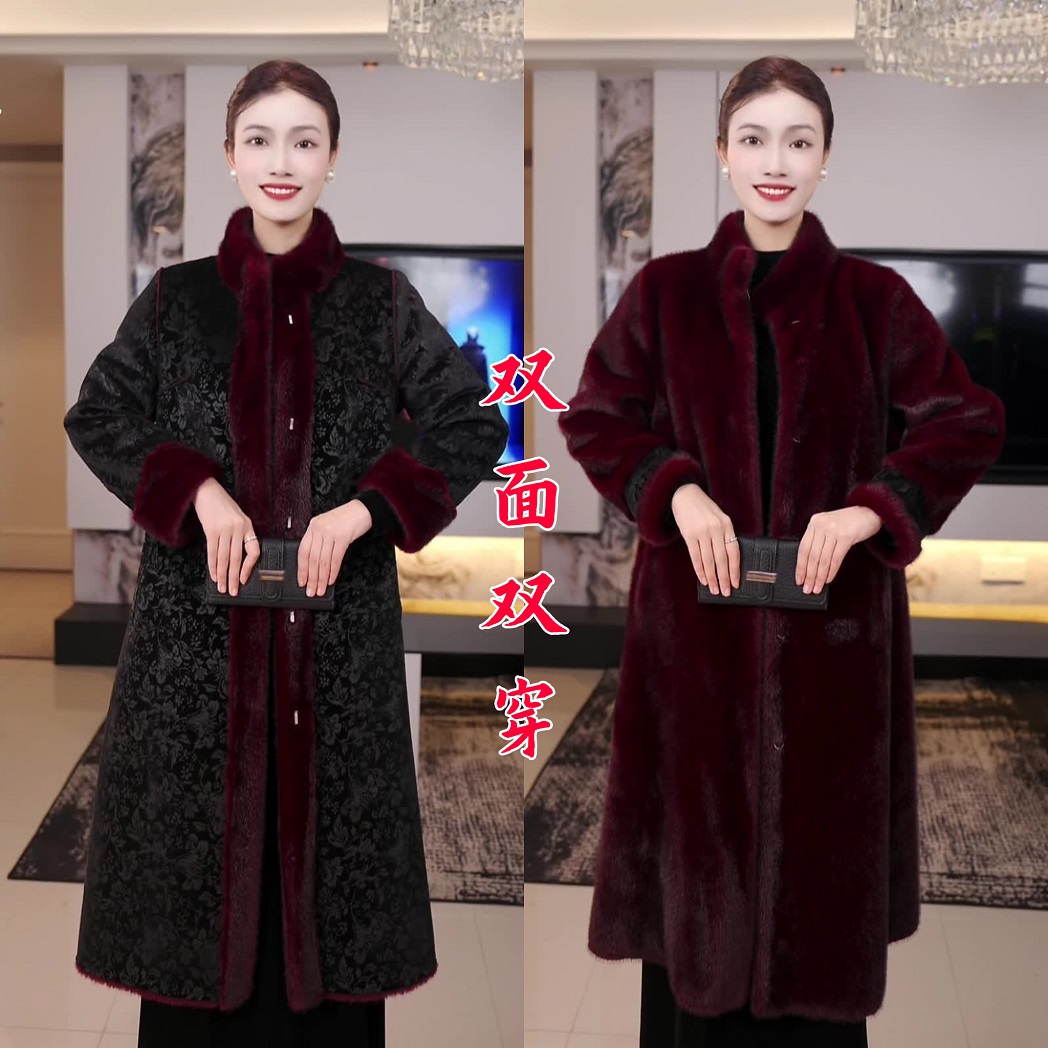 【双面双穿海宁正品】严寒短二一体设计时尚冬季轻奢长大衣厚