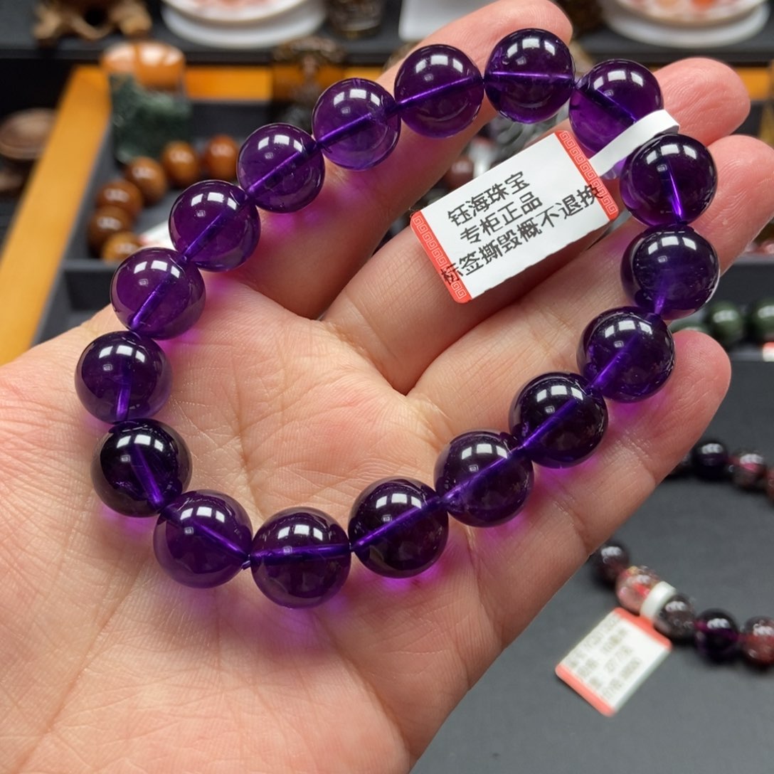 水晶紫水晶手链12.8毫米未镶嵌s****杰