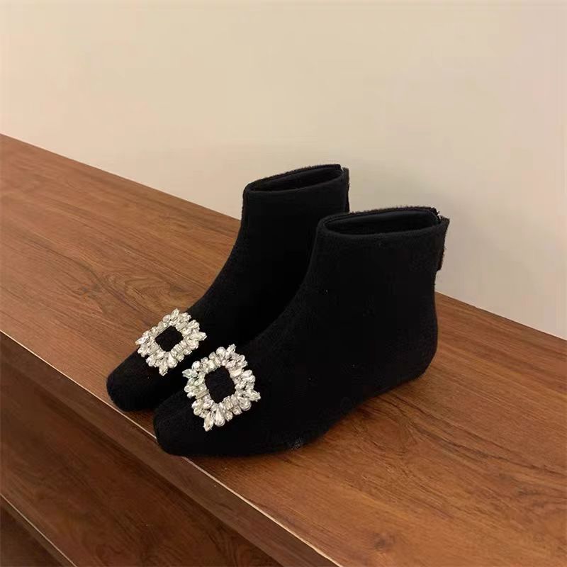 （柚子臻选）JR冬季小钻尖头冬款加绒内增高瘦瘦靴517-15