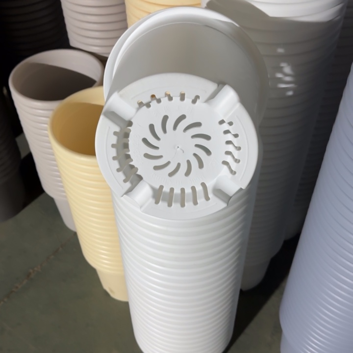 四季4号5个白色的花盆