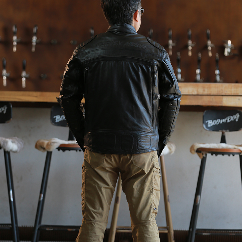 HARLEY ANGEL皮衣男春夏秋冬可拆卸四件套机车头层黄牛皮皮衣