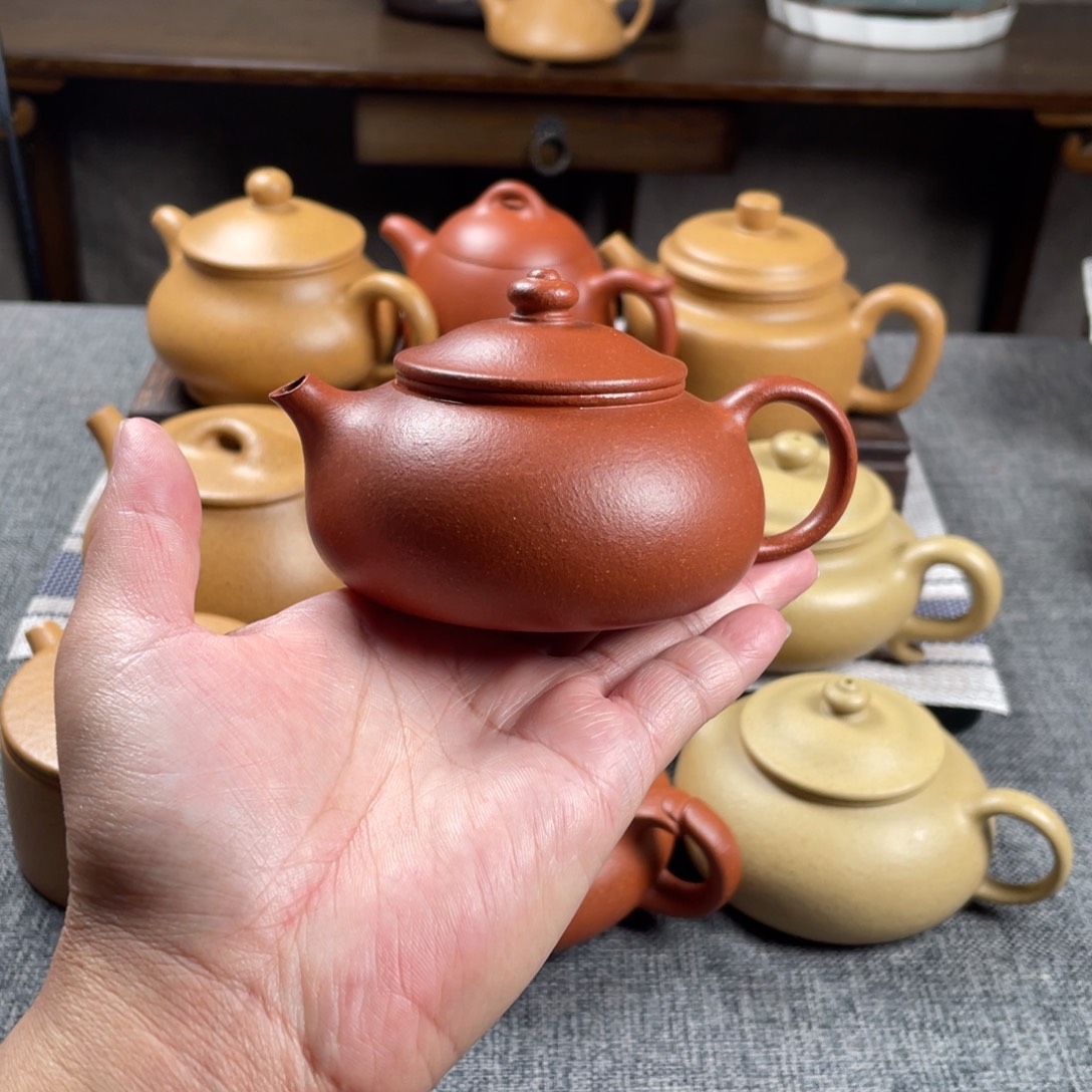 茶壶紫砂红降坡寒江全手40目145