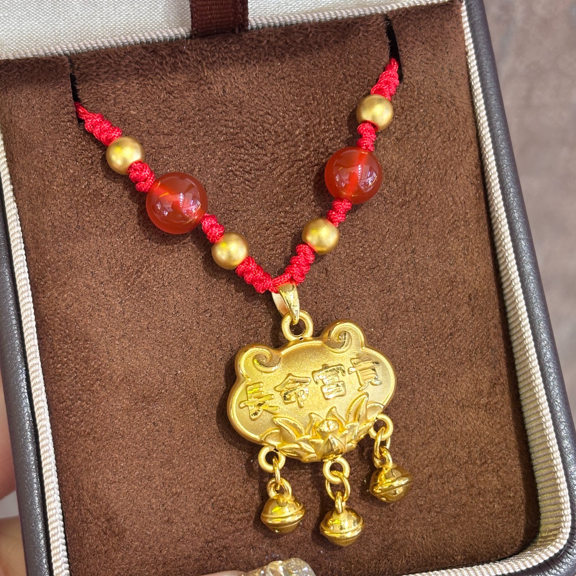 【伟新源】足金999 硬金工艺 长命富贵宝宝铃铛锁5.28克（可抽拉）