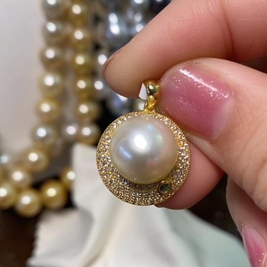 海水珍珠颈饰银S925镶嵌12