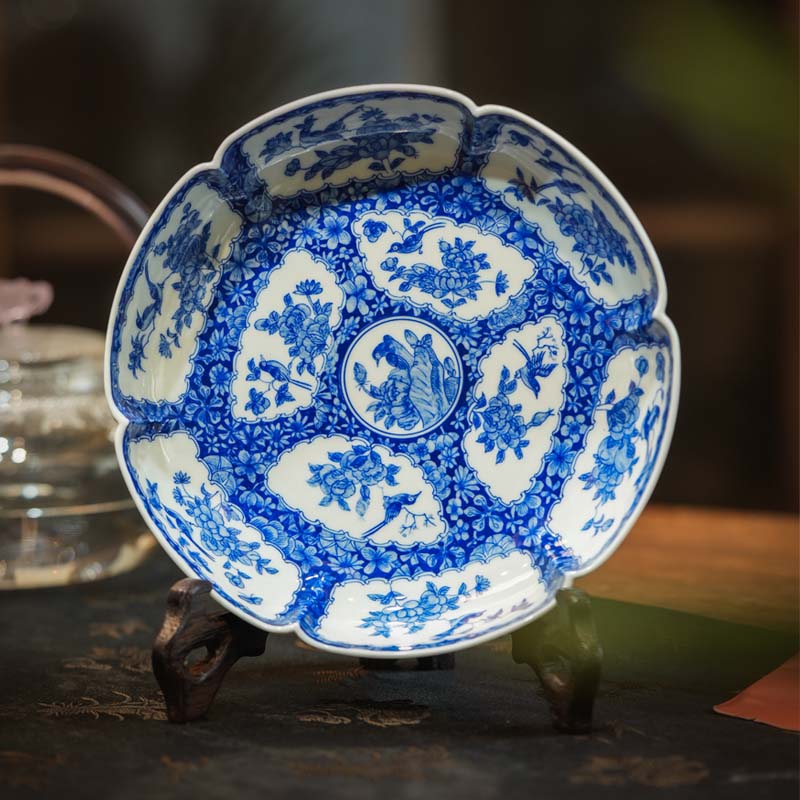 异型开窗花鸟壶承，复古景德镇陶瓷功夫茶具家用办公室泡茶用