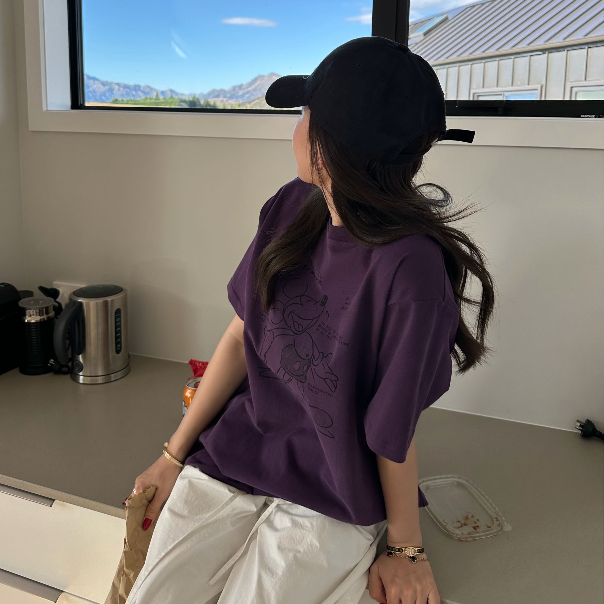 现货 half pastone 高克重米奇磨毛短袖C260417