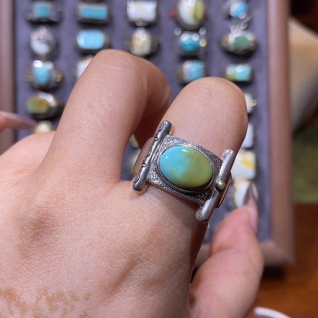 绿松石戒指银S925镶嵌戒指