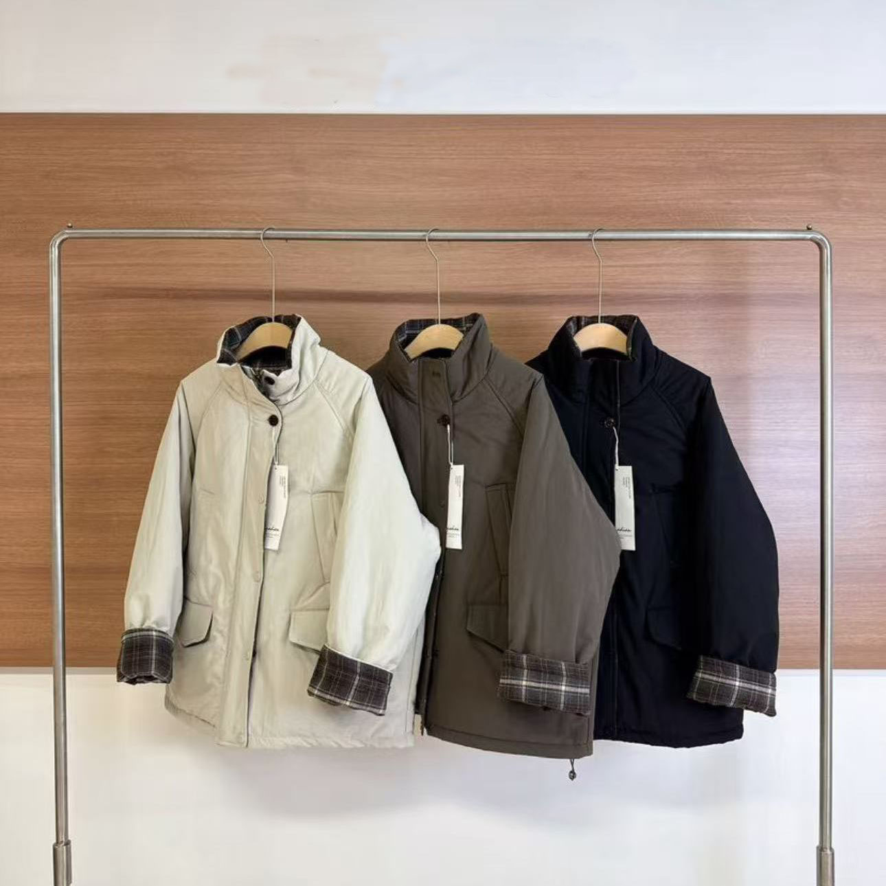 2025立领拼接风衣棉服外套冬季新款时尚百搭休闲保暖女