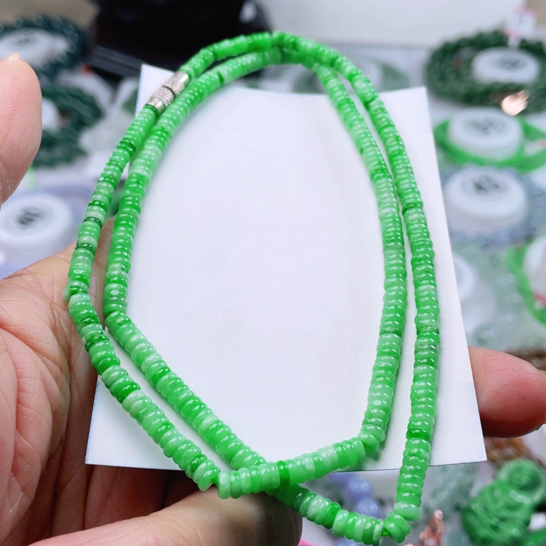 翡翠手链未镶嵌天然翡翠项链4mm左右