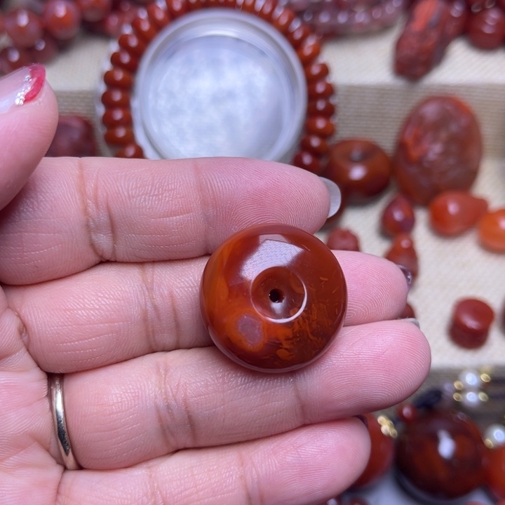 南红玛瑙未镶嵌手链平安扣