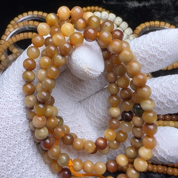 星月菩提手串龙脊菩提玉透