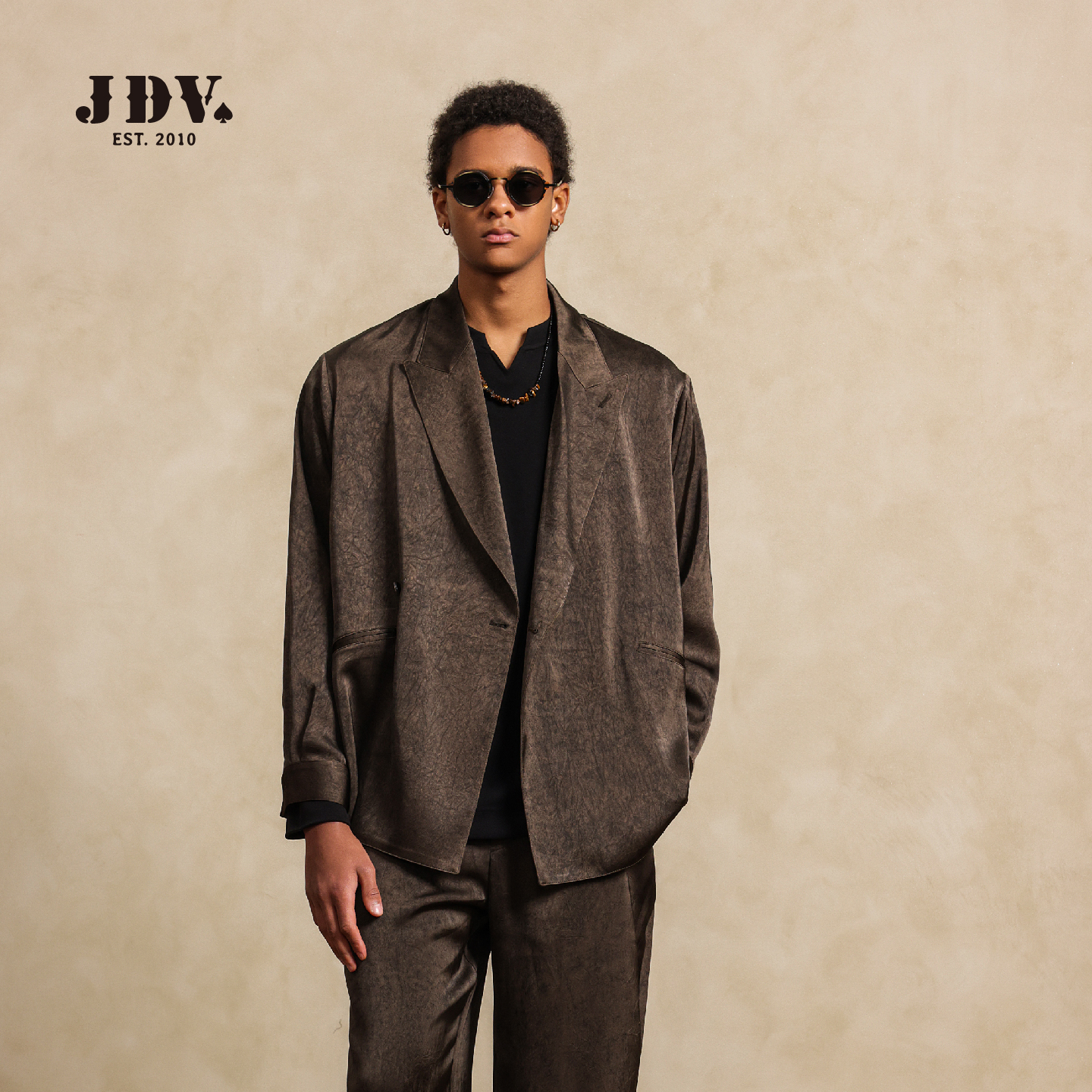 【美式复古】JDV男士咖色西服外套2025年秋季新戗驳领商场同款西装