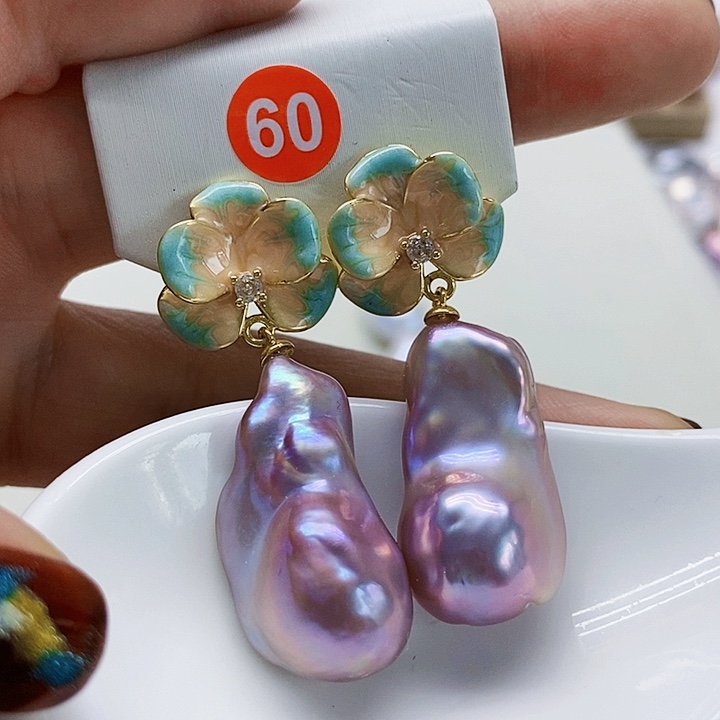 银S925镶嵌耳饰淡水珍珠