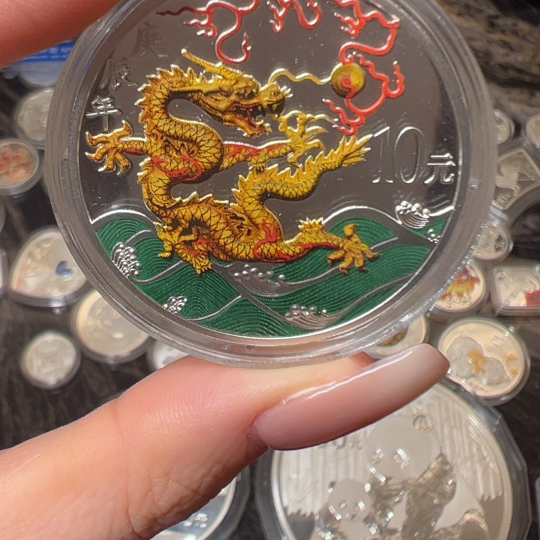 纯银2000彩银龙带证书盒子