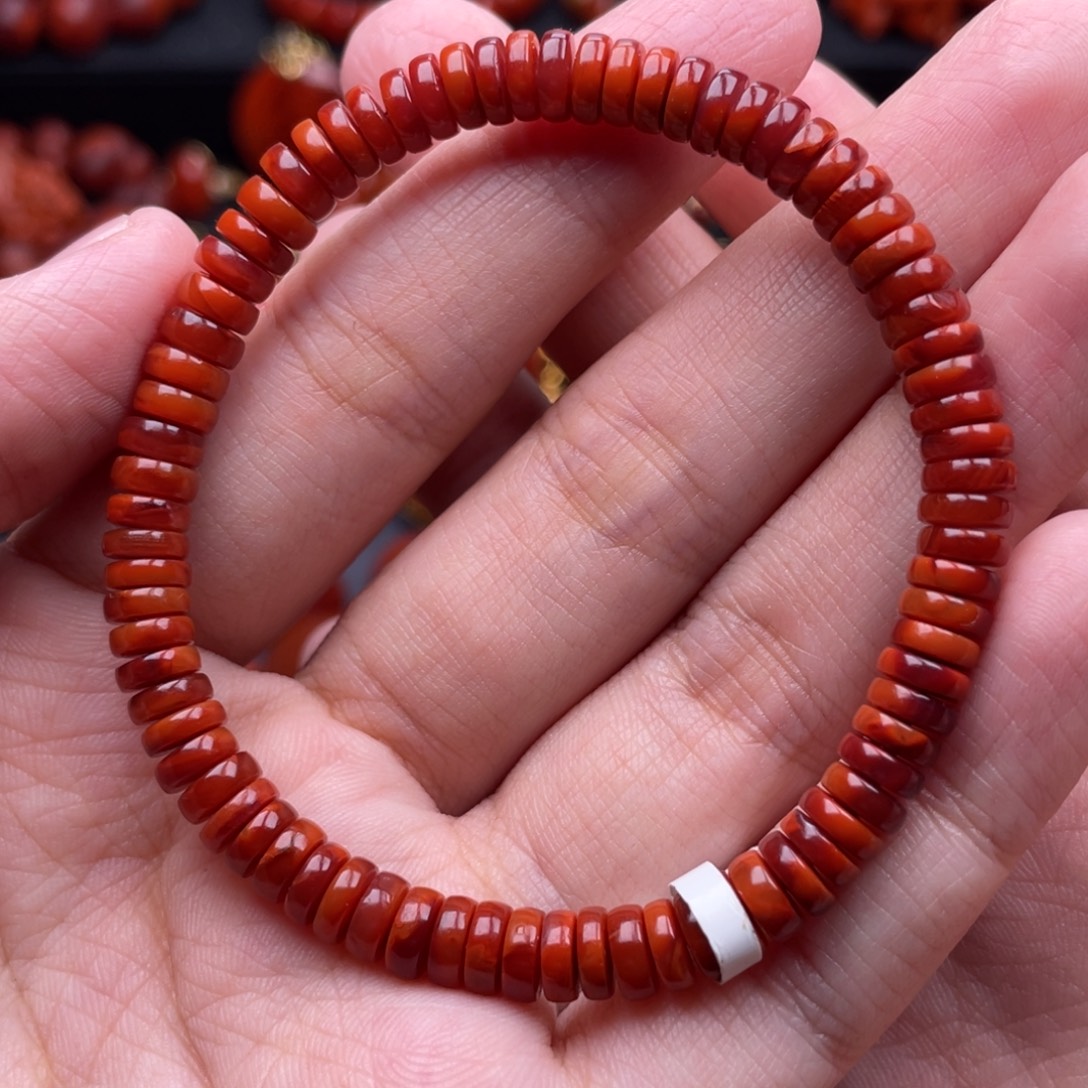 南红玛瑙未镶嵌珠宝奇石单圈6mm