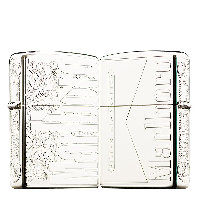 ZIPPO/之宝打火机镀银【万宝路繁花】正品煤油防风打火机DYJ1
