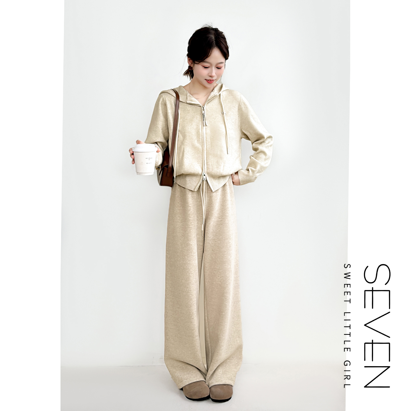 糯米裤⑦七七146小个子燕麦色轻柔百搭显瘦休闲裤女秋冬新款小美说