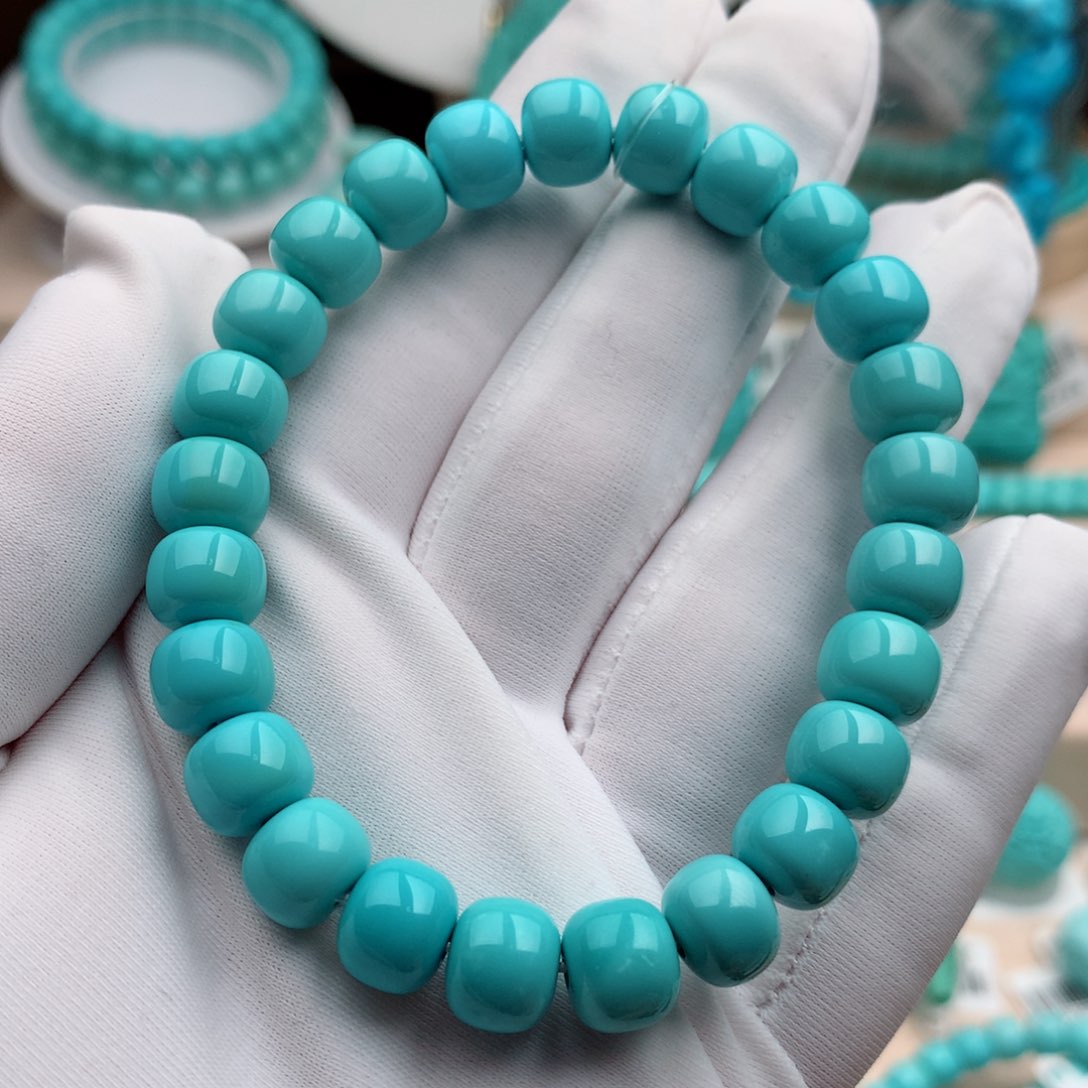 绿松石珠宝奇石未镶嵌8.6mm