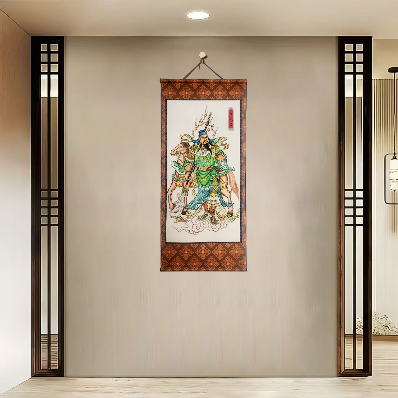  {40-834战马关公}40x85cm现代简约挂轴装饰画办公室家居装