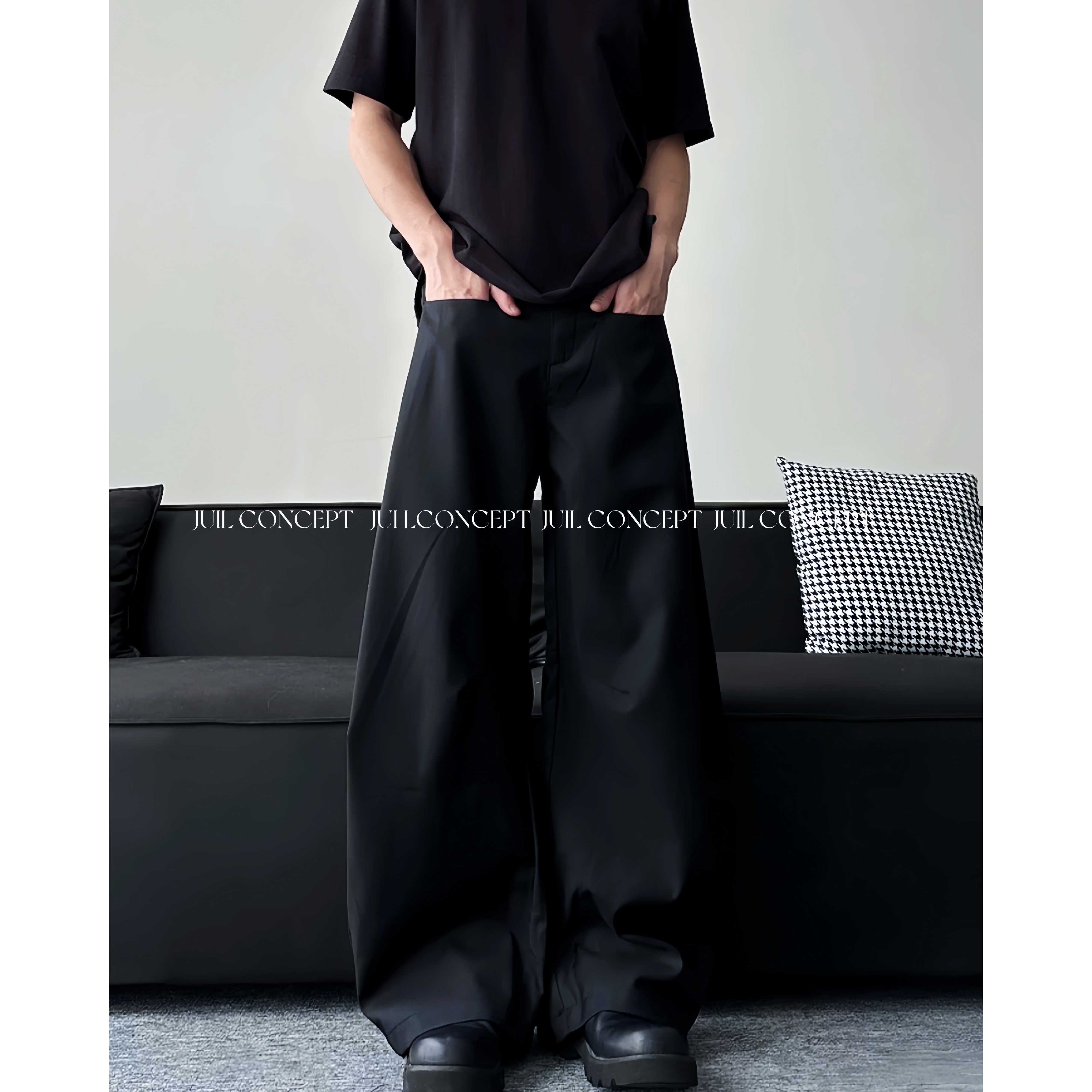 JIU.L cleanfit高级感西裤男女同款垂坠弯刀裤西裤