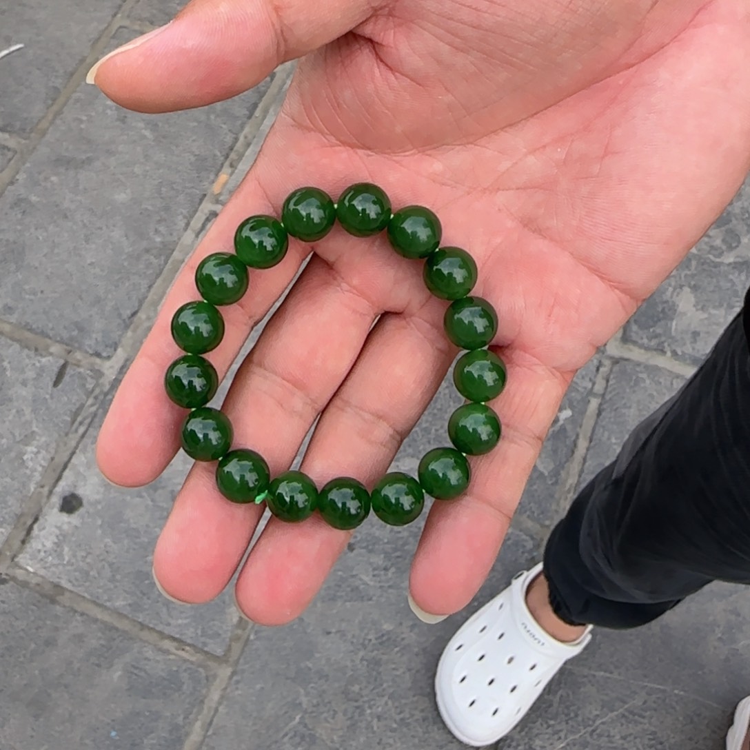 手链未镶嵌和田玉俄罗斯碧玉七号矿冰阳绿卡12
