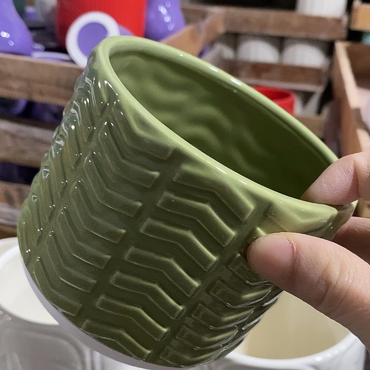 陶盆有孔 瑕疵针孔漏釉介意勿拍外口 11外高10