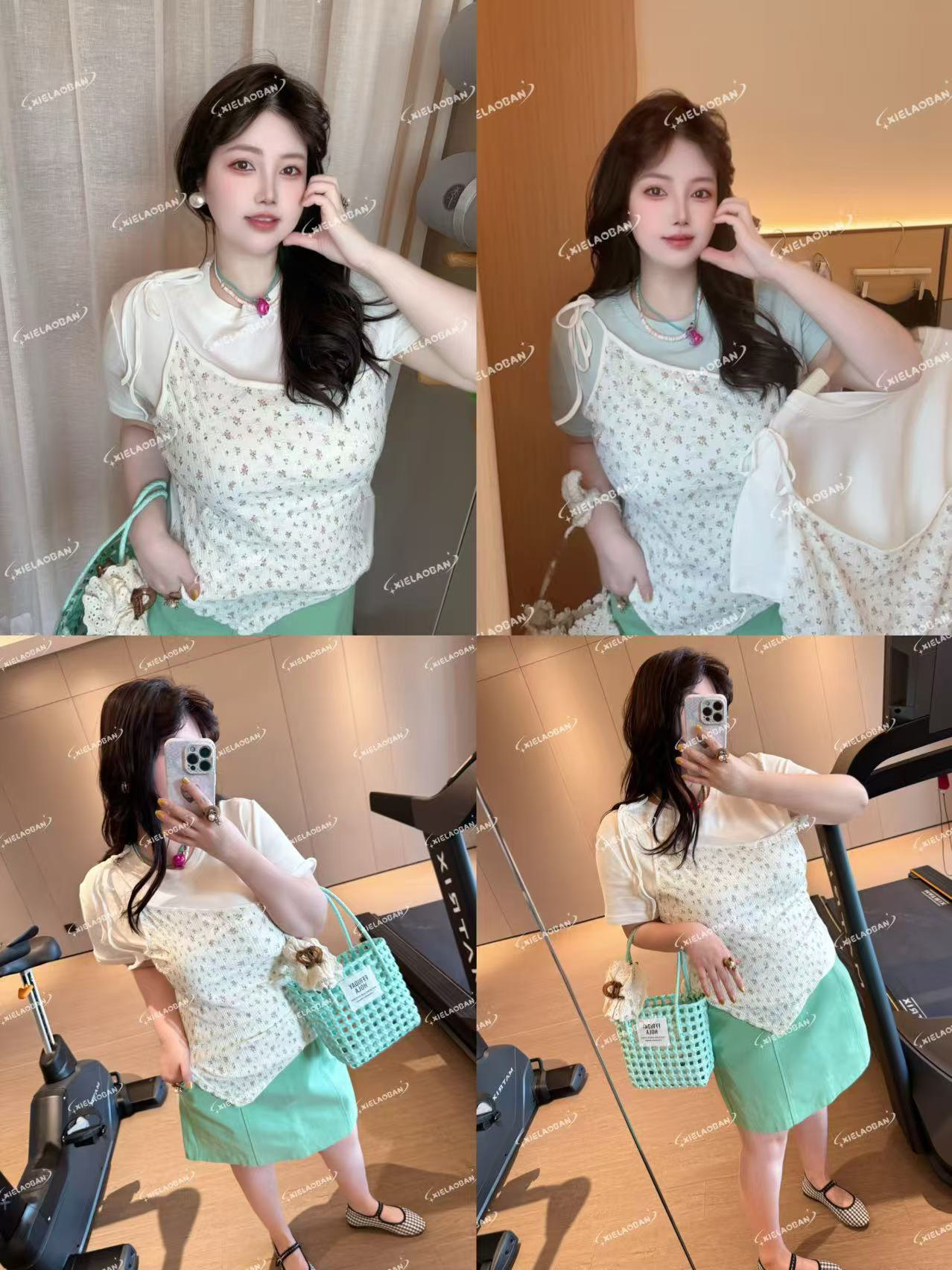 #蟹老板 碎花肚兜 #假两件TF3315