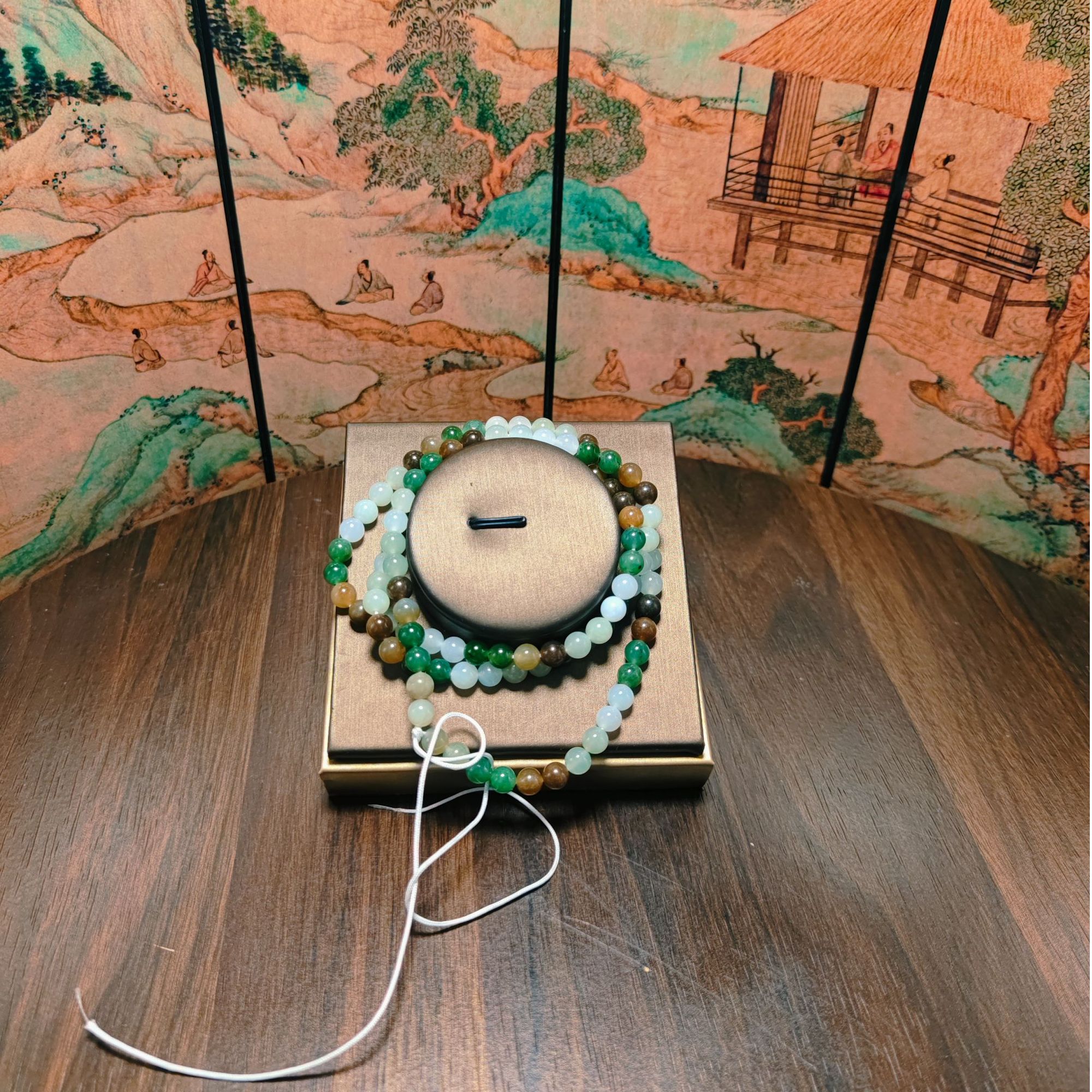 D和田玉多宝圆珠吊坠链4509