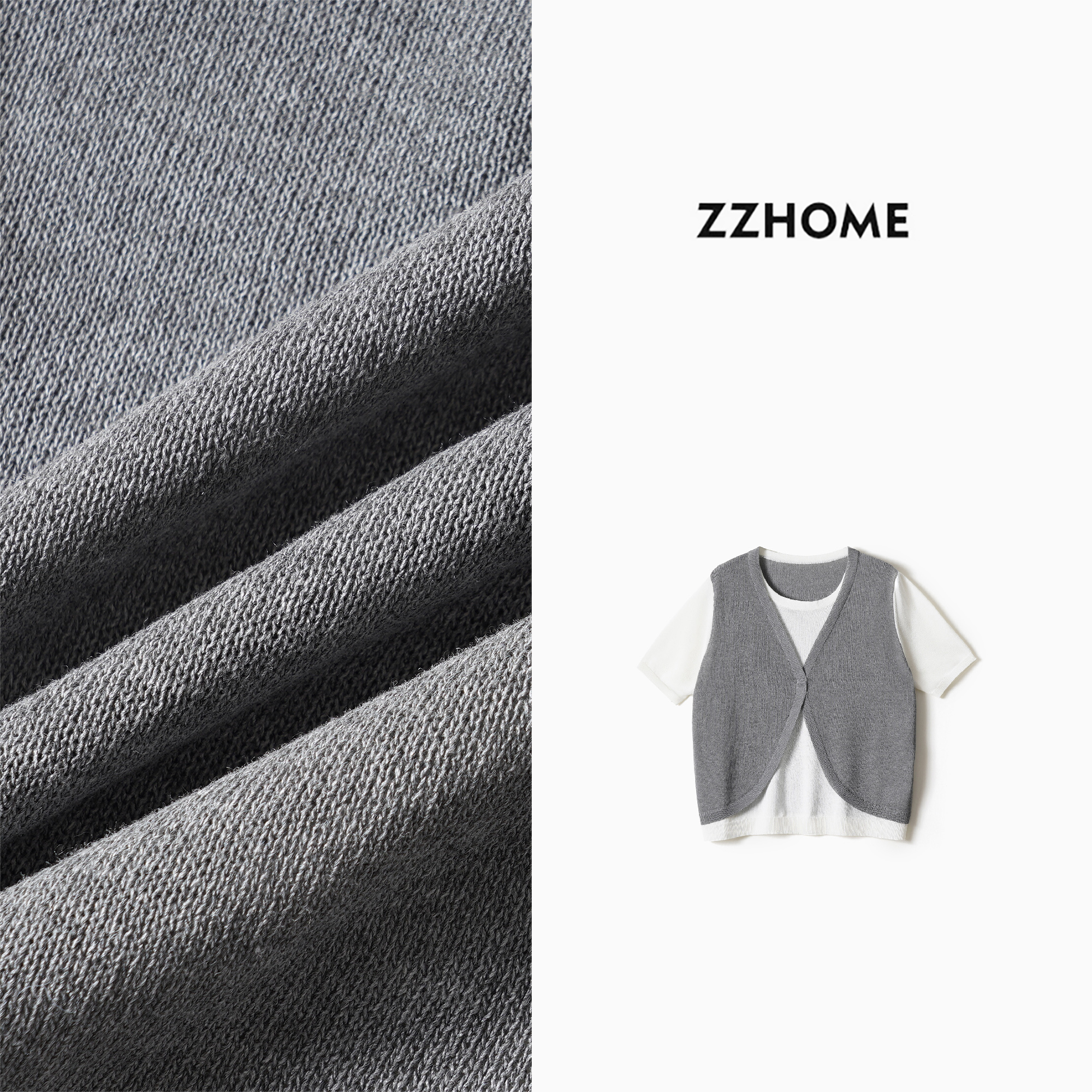 ZOZO HOME | 可持续时髦女装都市高级感假两件柔织上衣q174297p