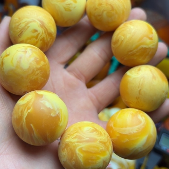琥珀（花珀）手串未镶嵌蜜蜡