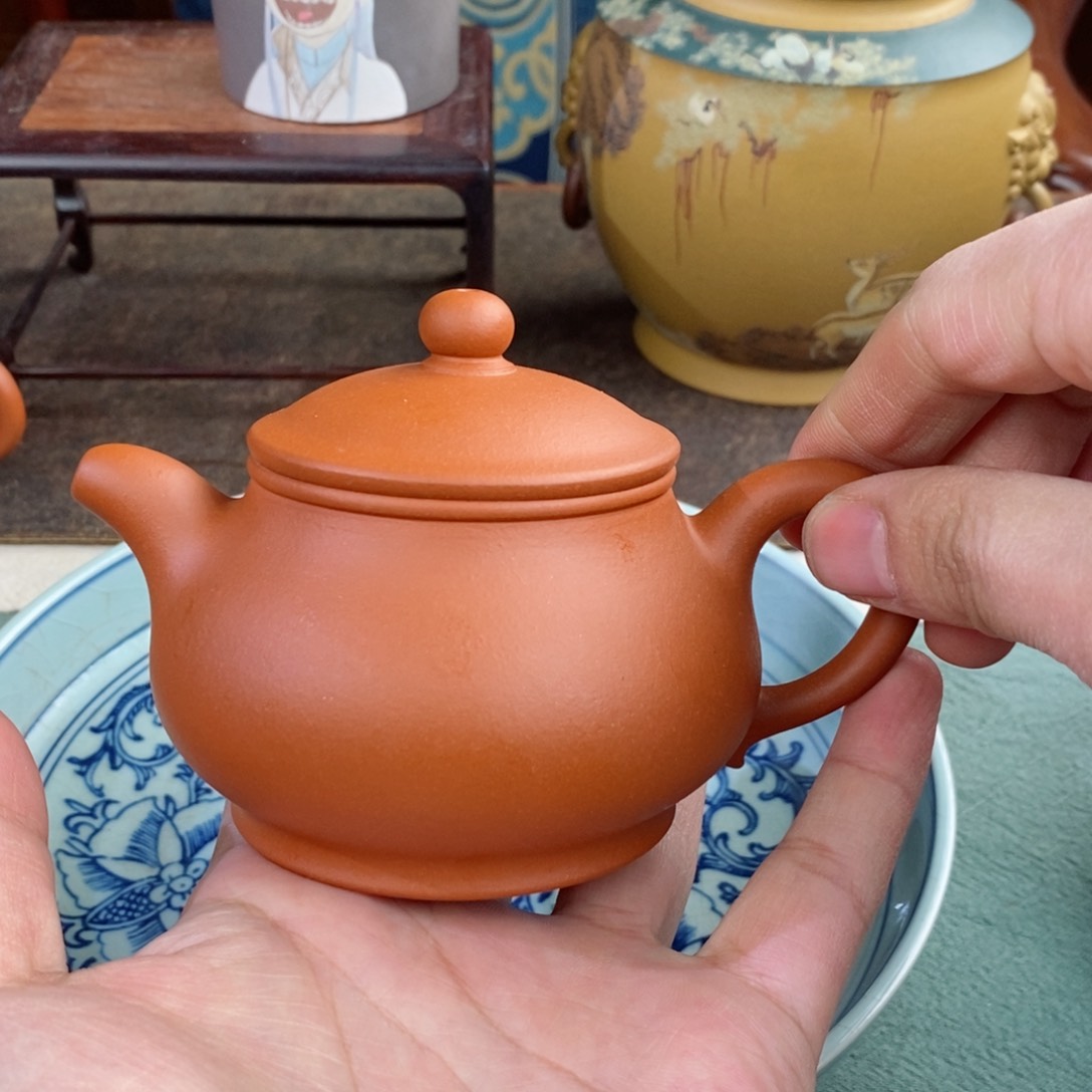 紫砂茶壶小红泥潘壶180毫升半手工