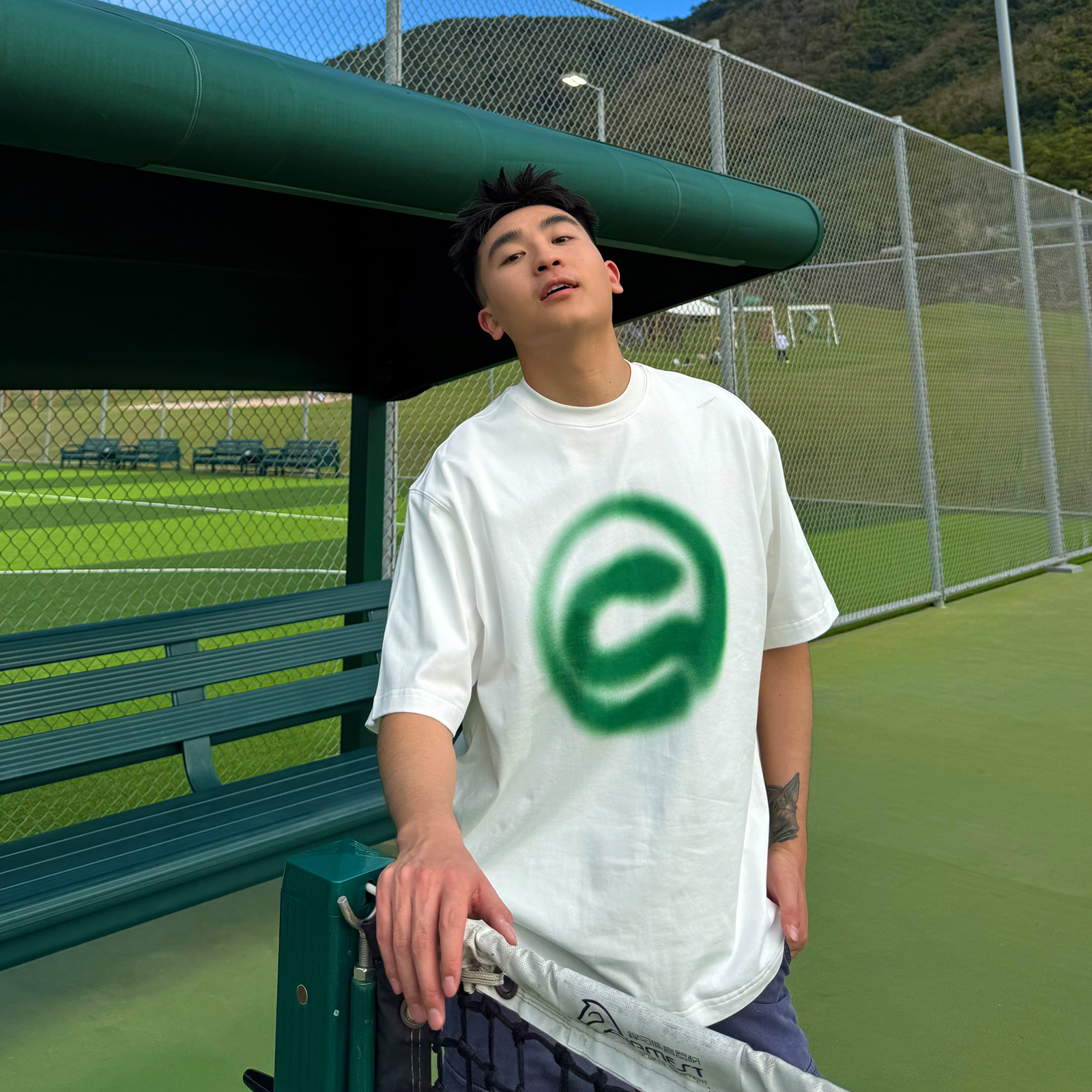 SANBAI叁佰【幻影蛇】幻影图案高斯模糊数码直喷T恤纯棉圆领短袖