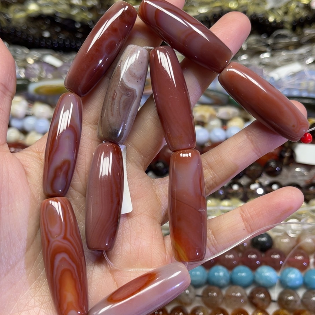 玛瑙/玉髓散珠天然老玛瑙卡13✖️39长条38厘米