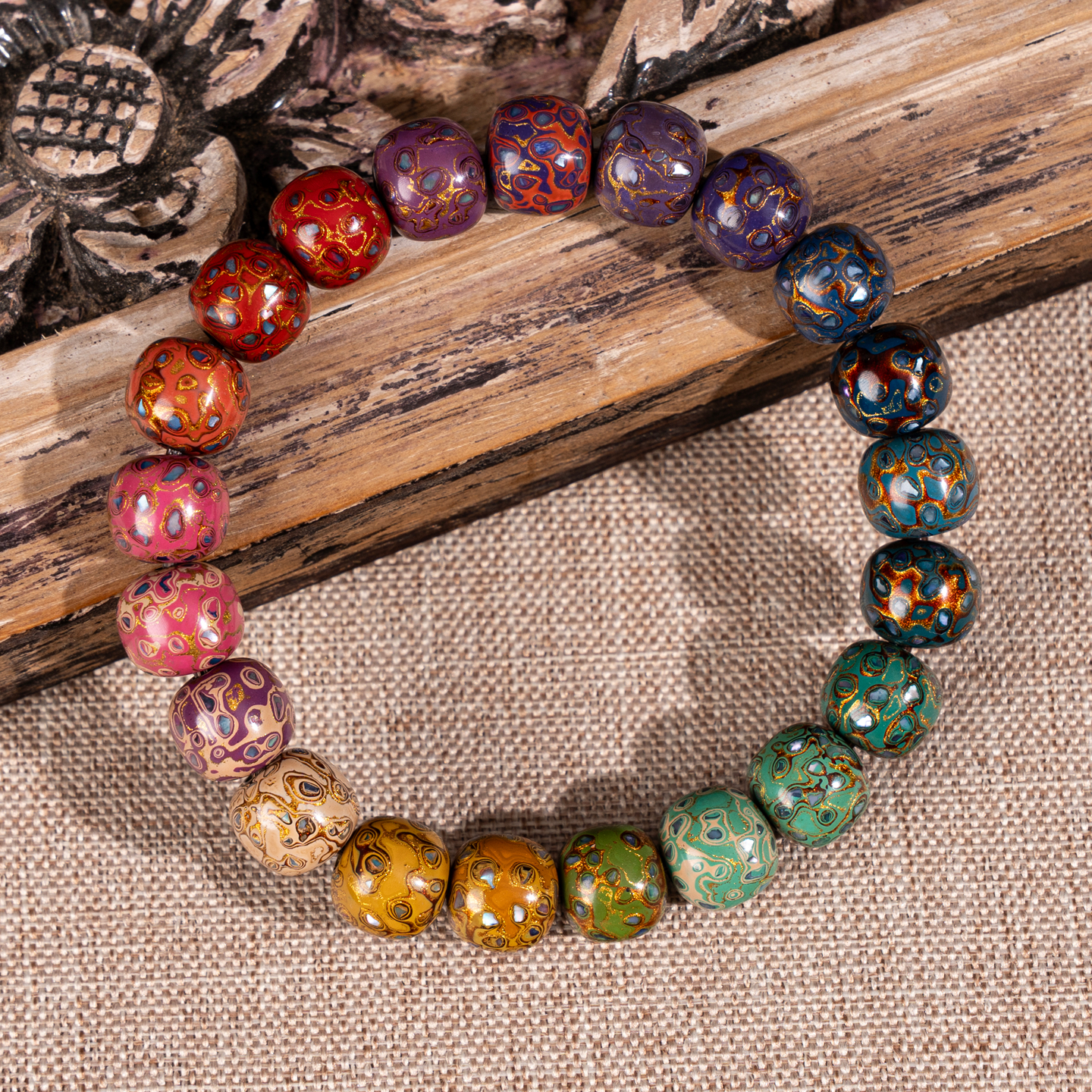 七巷大漆老型螺钿多宝手串大漆文玩配饰配件非遗手工艺品经典百搭