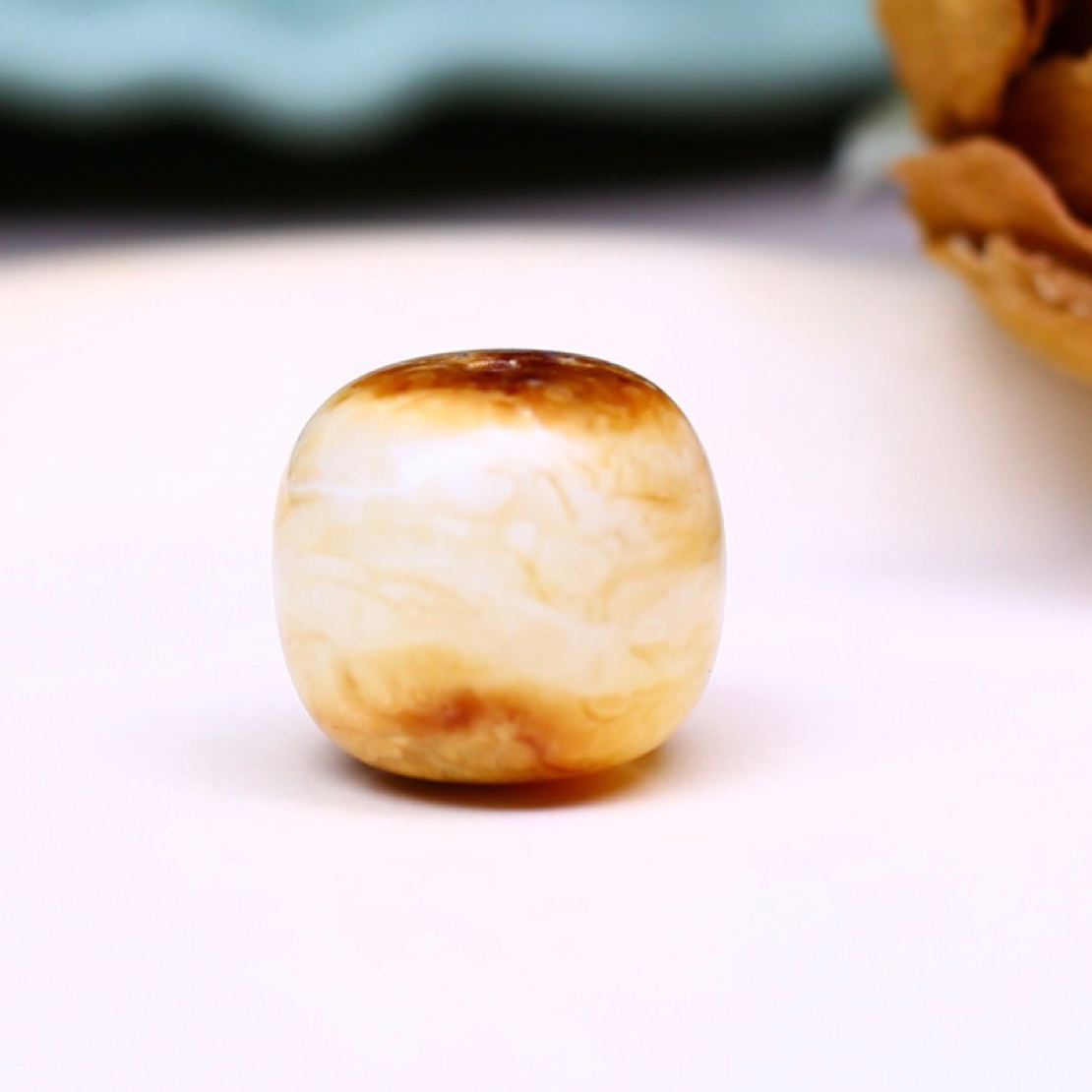 16.3*15mm卡布诺奇色系精工老型单珠 大尺寸，蜡质浓郁还是虎皮纹