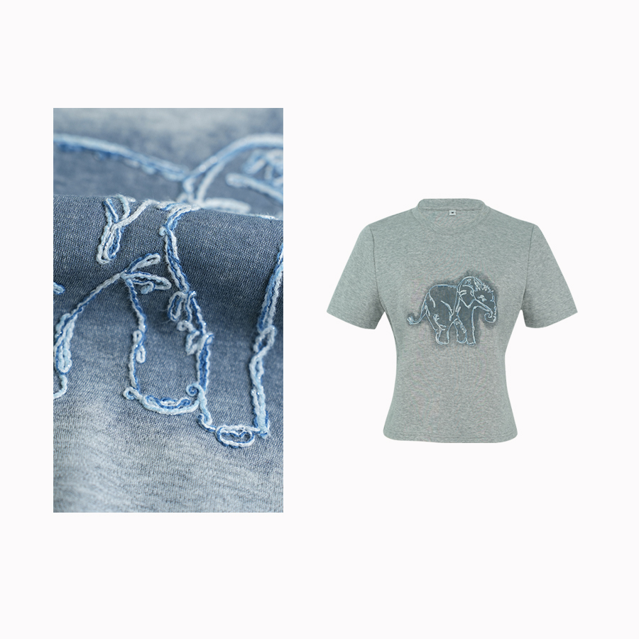 【云感T】立体绣花正肩修身显瘦柔软亲肤T恤C250622