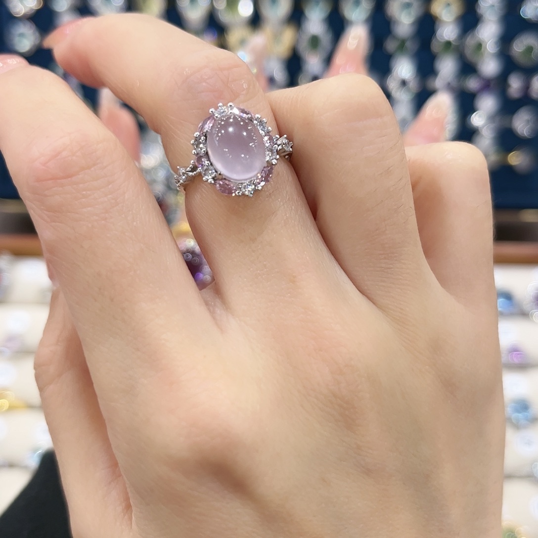 萤石女款银S925镶嵌新*戒指69