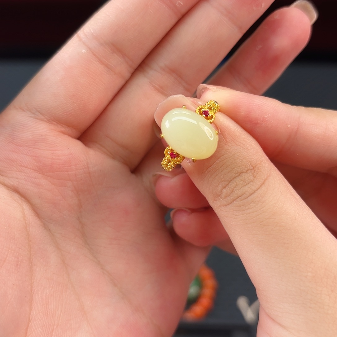 和田玉未镶嵌颈饰黄口戒指卡14 10