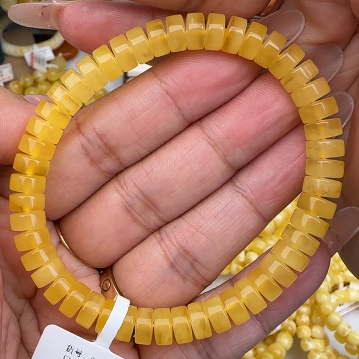 手链蜜蜡未镶嵌鸡油黄药片手串