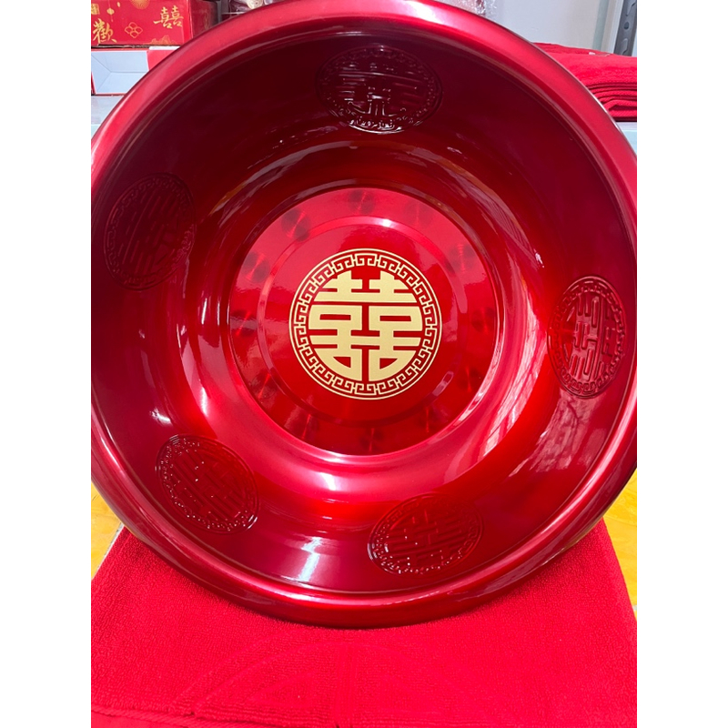 结婚用品大全红盆子洗脸盆新娘陪嫁婚礼婚庆女方陪嫁喜盆