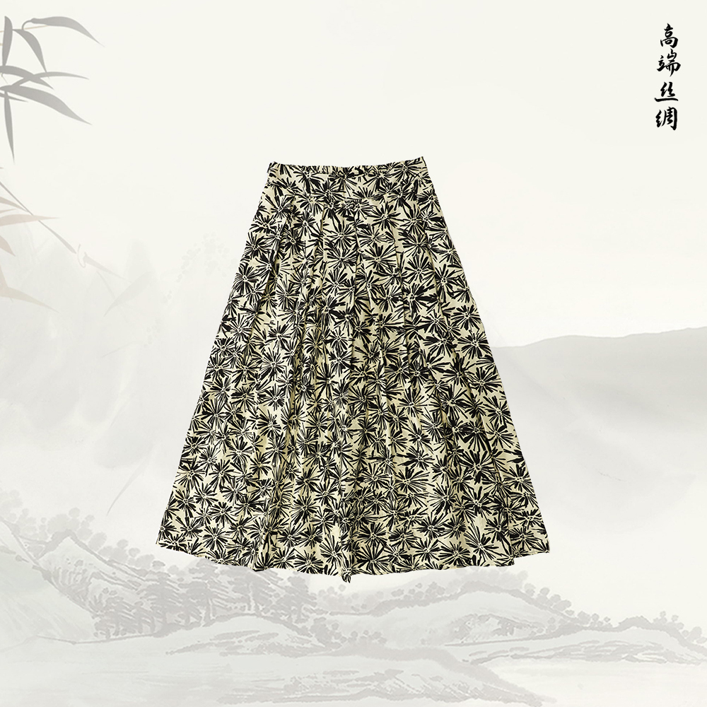 品牌新款气质百搭高腰显瘦花卉印花A字半身裙516312